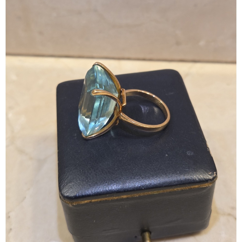 1950s-60s  14k Yellow Gold Maximino Emerald‎ Cut Cocktail Ring Size 7 Brazilian - Picture 6 of 13
